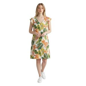 Nicole Miller 100% Linen Dress M Coastal Grandmother Minimalist Quiet Luxury